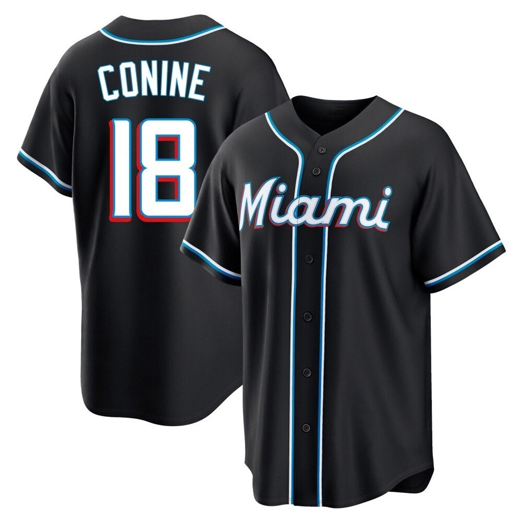 Miami Marlins #18 Griffin Conine Player Black Tomch Fashion Out Home Game Stitched Jerseys