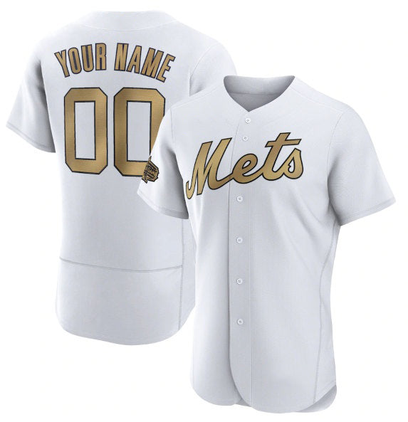 Custom New York Mets Active Player White Tomch 2022 All-Star Flex Base Stitched Jersey