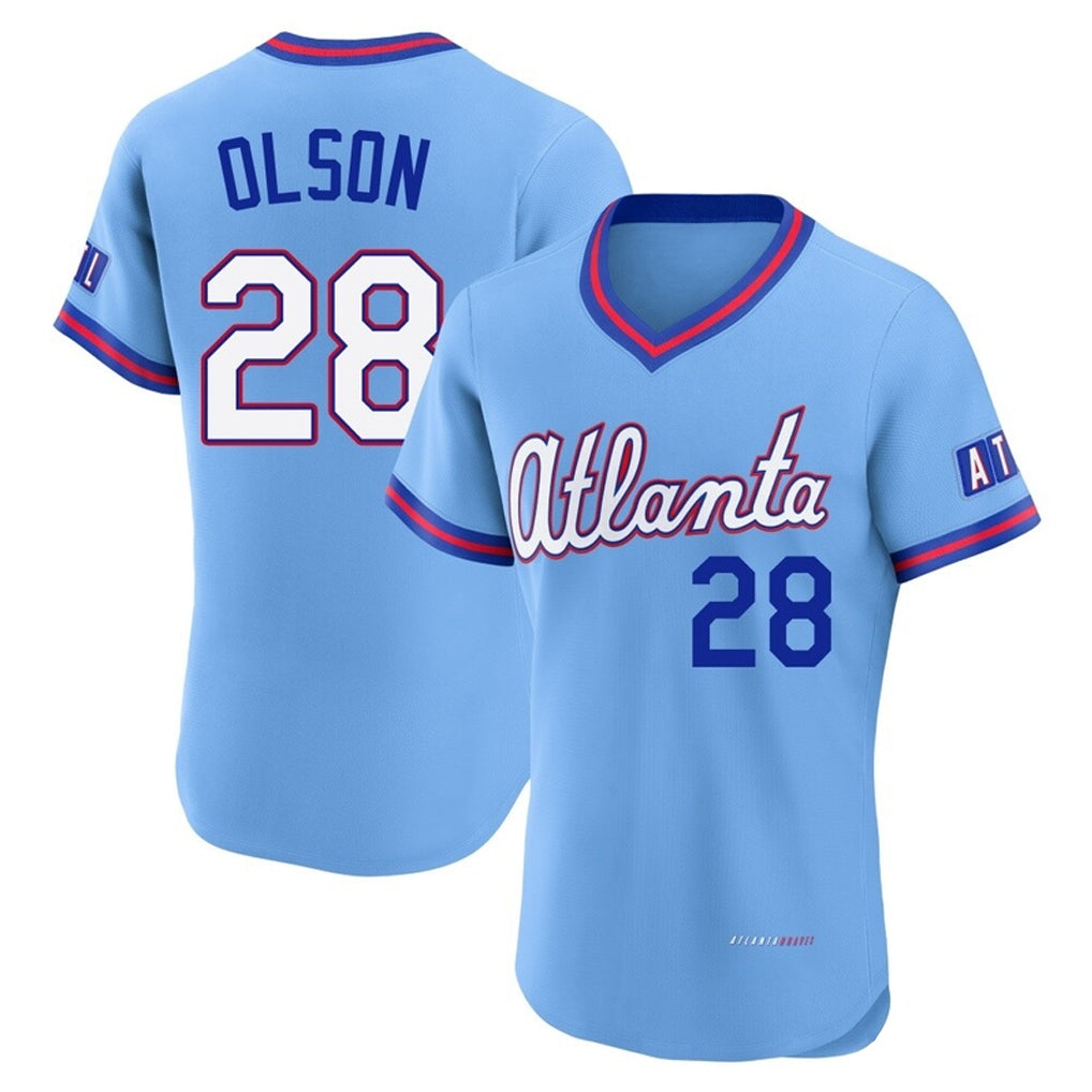 Atlanta Braves #28 Matt Olson Player Powder Blue Tomch 2026 City Connect T-shirt Limited Elite Home Game Stitched Jerseys