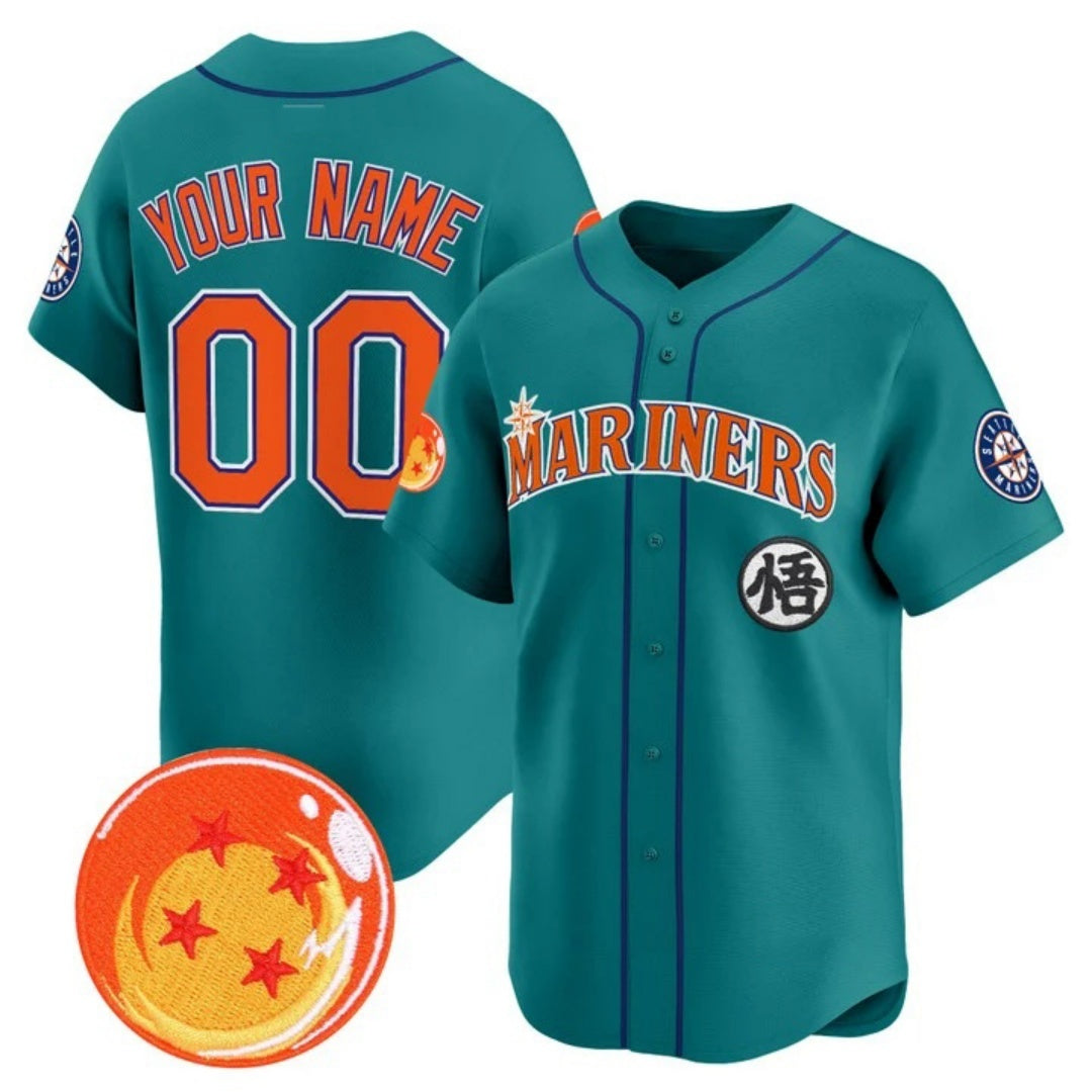 Custom Seattle Mariners x Dragon Ball Teal Tomch Vapor Premier Limited Jersey - All Stitched