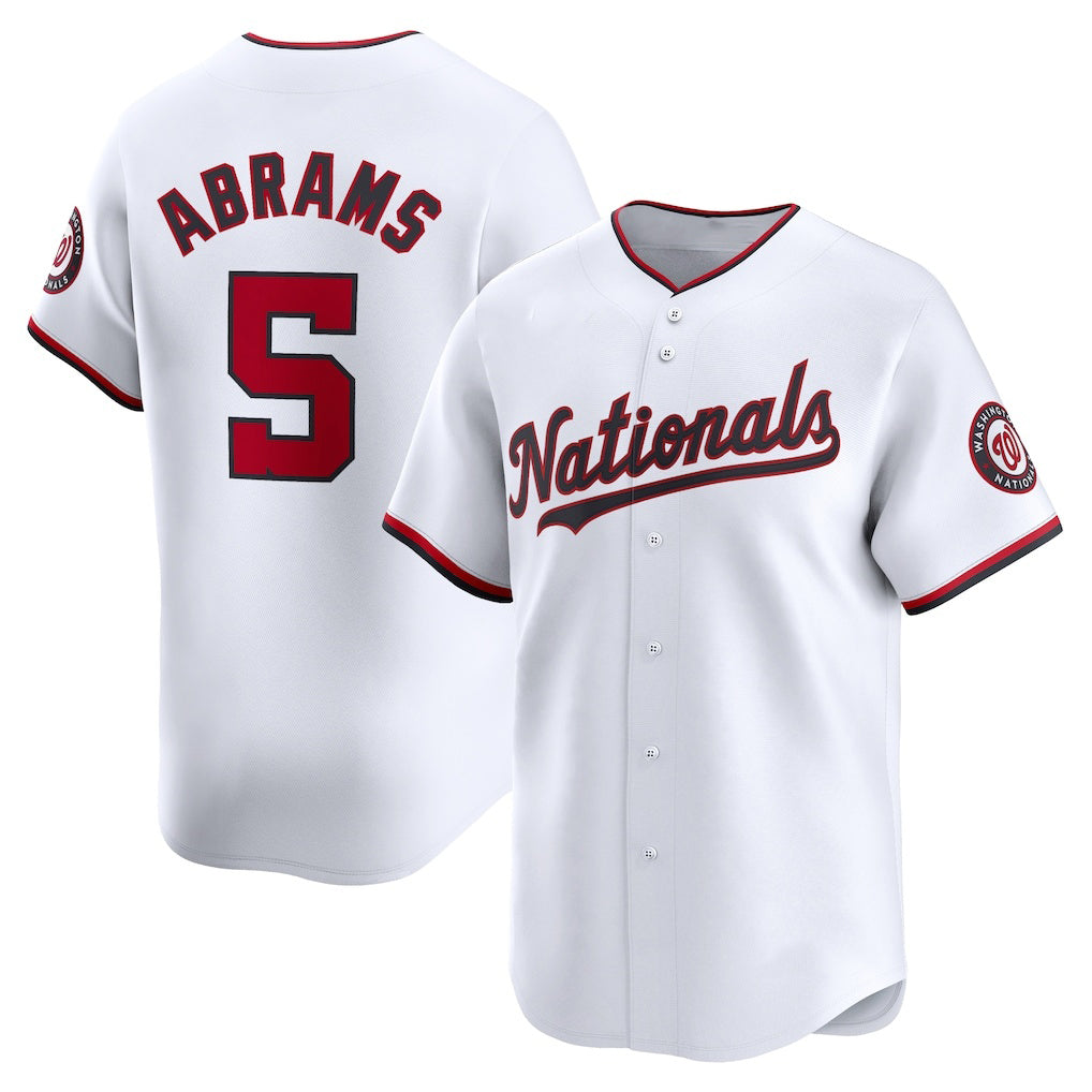 Washington Nationals #5 CJ Abrams White Tomch Home Limited Player Jersey