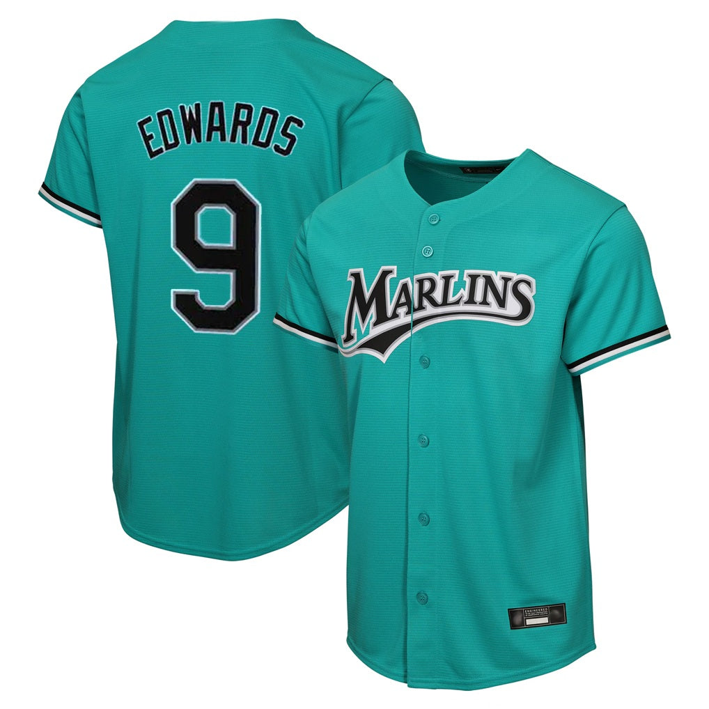Miami Marlins #9 Xavier Edwards Player Teal Tomch Home Game Stitched Jerseys