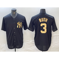 New York Yankees #3 Babe Ruth Black Gold Tomch Cool Base Stitched Jersey