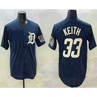 Detroit Tigers #33 Colt Keith Navy Tomch With Patch Cool Base Stitched Jersey 2