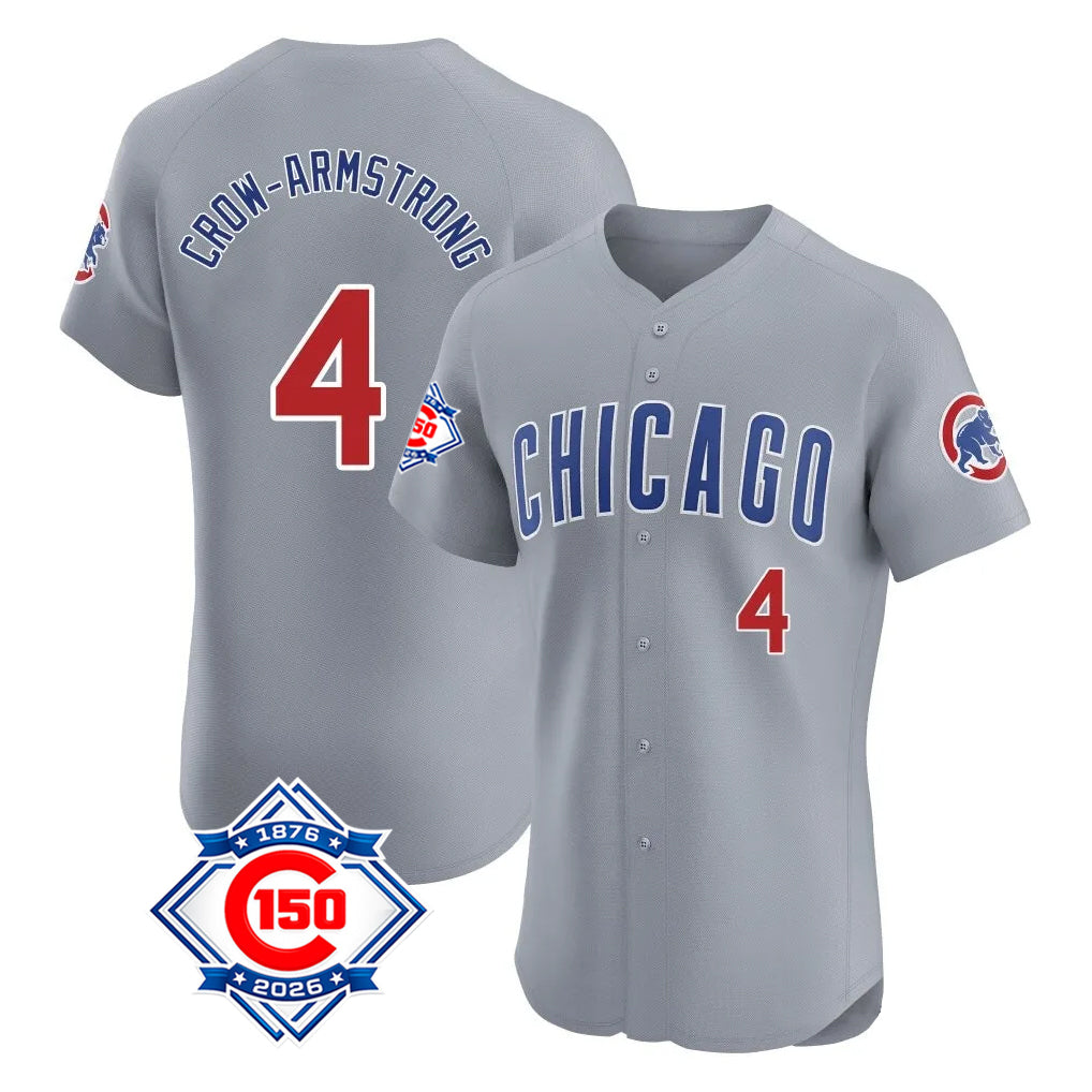 Chicago Cubs #4 Pete Crow-Armstrong Player Gray Tomch Road 150th Anniversary Limited Elite Home Stitched Jerseys