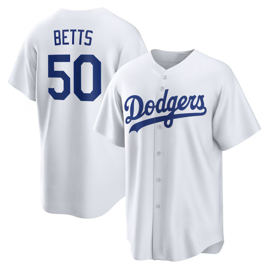 Los Angeles Dodgers #50 Mookie Betts White Thaam Home Replica Player Name Jersey