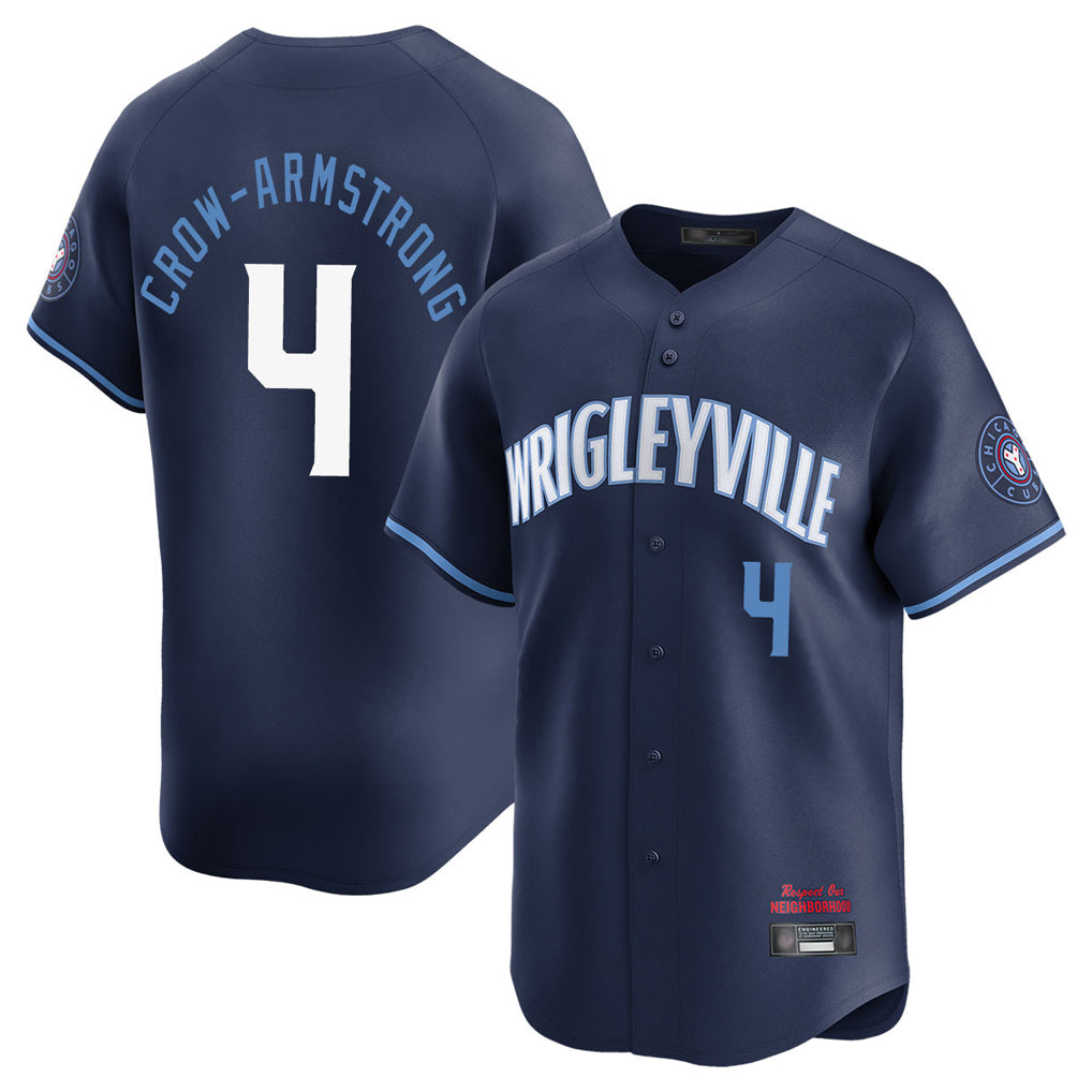 Chicago Cubs #4 Pete Crow-Armstrong Player Navy Tomch City Connect Limited Home Stitched Jerseys
