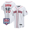 Boston Red Sox #16 Jarren Duran Player White Tomch USA 250 Fourth of July Home Game Stitched Jerseys