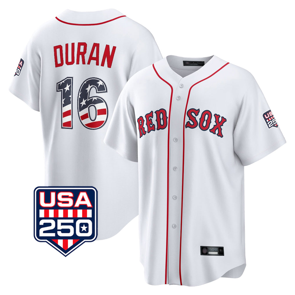 Boston Red Sox #16 Jarren Duran Player White Tomch USA 250 Fourth of July Home Game Stitched Jerseys