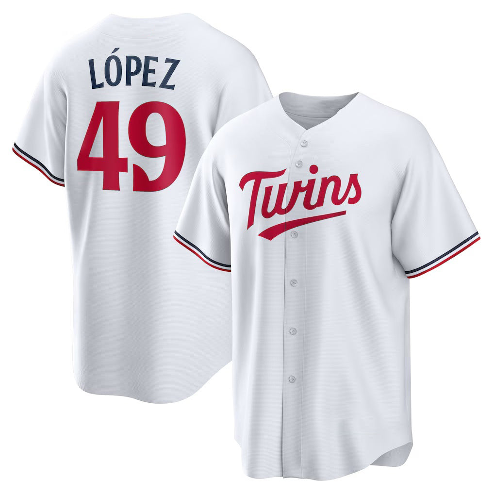 Minnesota Twins #49 Pablo L¨®pez White Tomch Home Replica Player Jersey