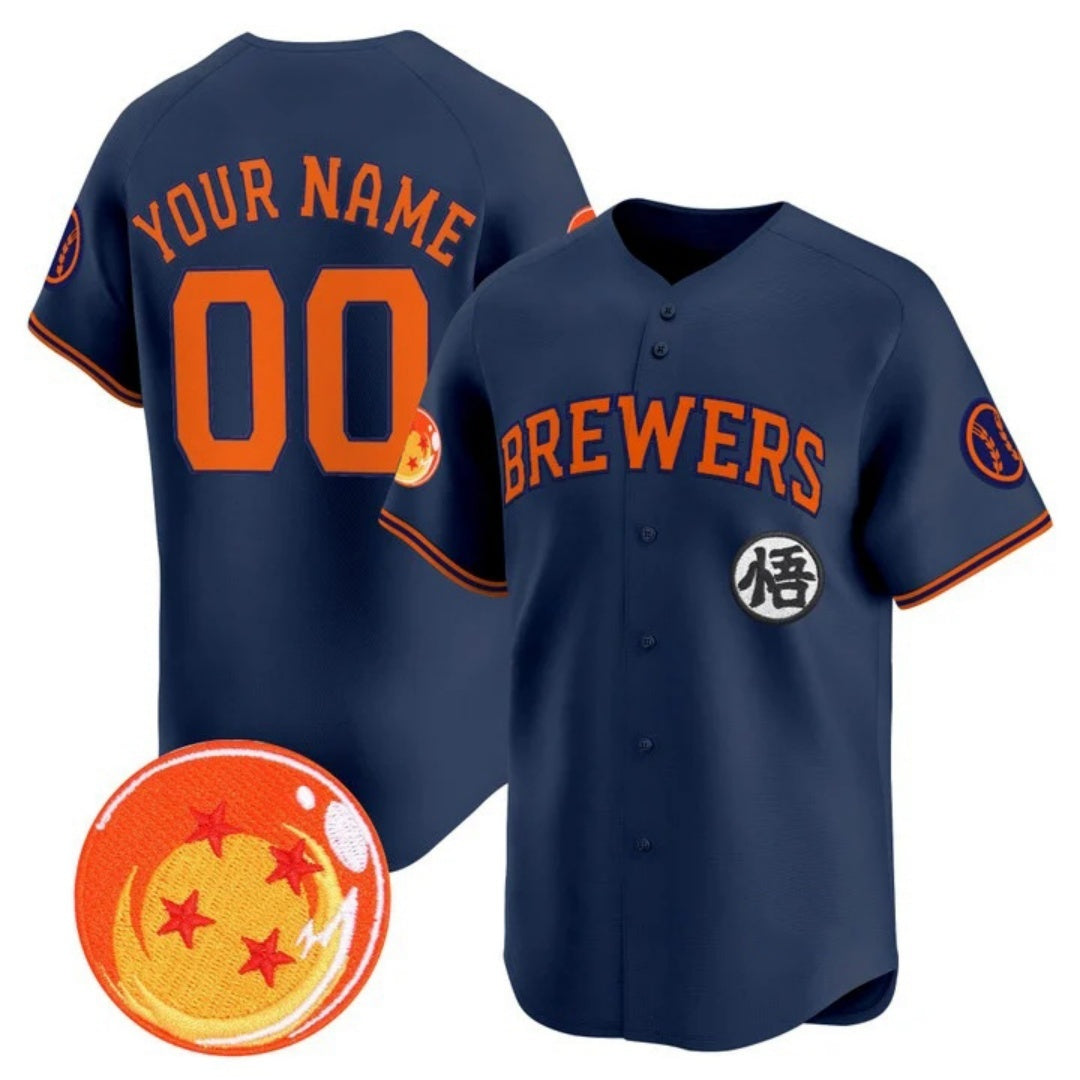 Custom Milwaukee Brewers x Dragon Ball Navy Tomch Vapor Premier Limited Jersey - All Stitched