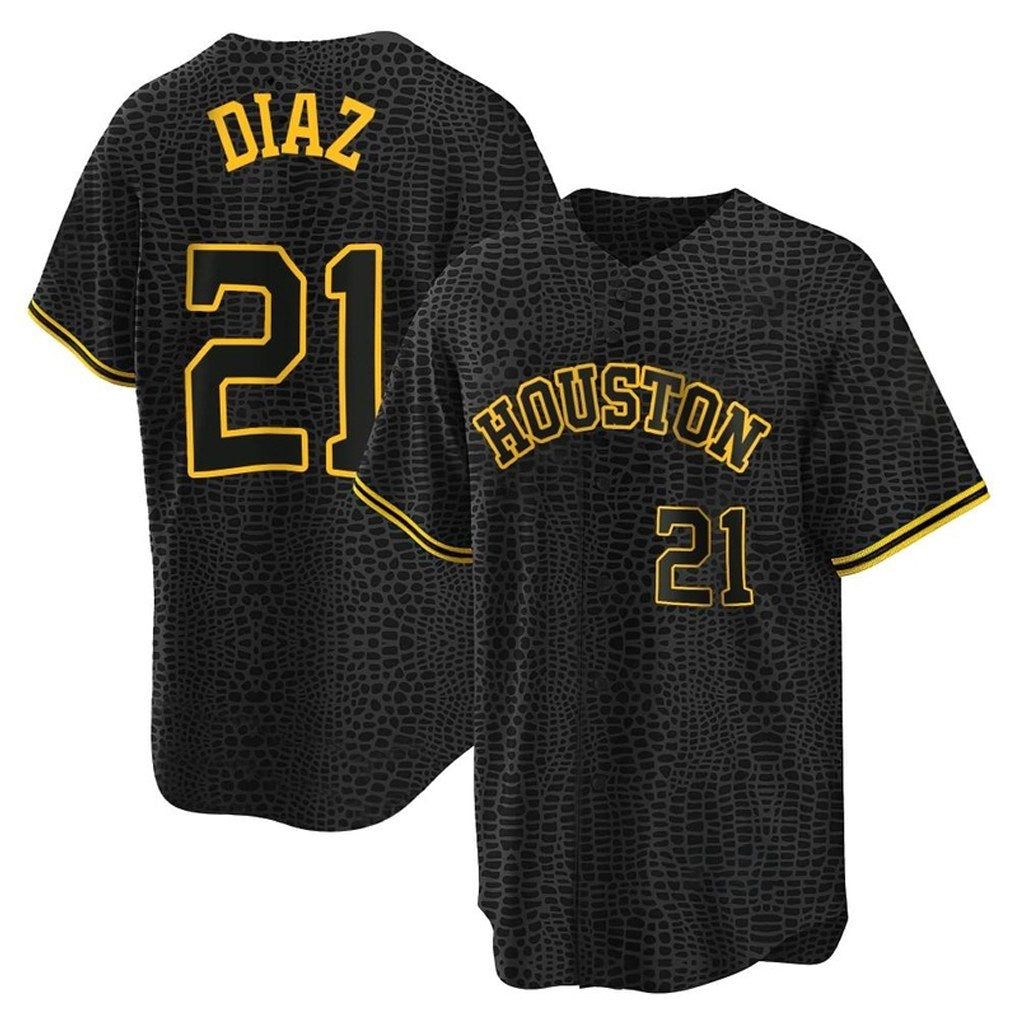 Houston Astros #21 Yainer Diaz Player Black Tomch Snake Skin City Home Game Stitched Jerseys