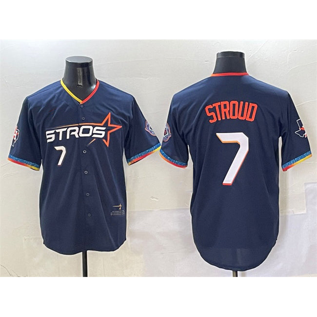 Houston Astros #7 C.J. Stroud Navy Tomch 2025 City Connect With Texas Patch Limited Stitched Jersey