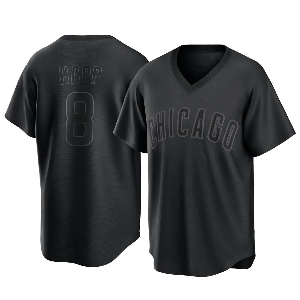 Chicago Cubs #8 Ian Happ Player Black Tomch T-shirt Home Game Stitched Jerseys