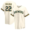 Milwaukee Brewers #22 Christian Yelich White Tomch Home Replica Jersey