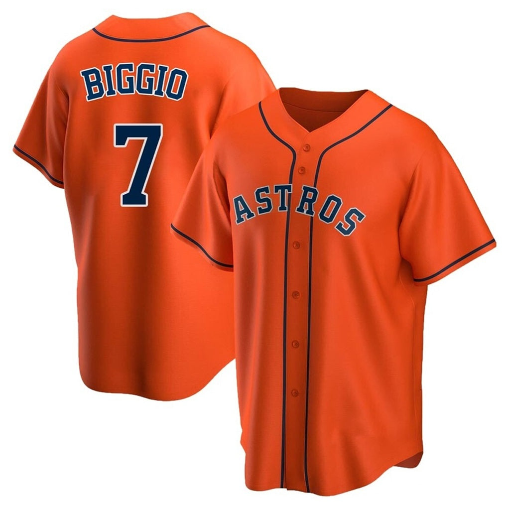 Houston Astros #7 Craig Biggio Player Orange Tomch Home Game Stitched Jerseys