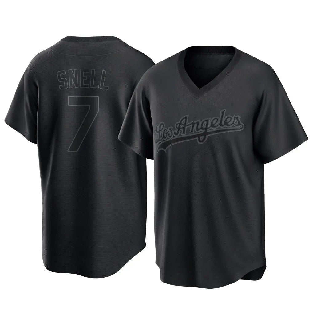 Los Angeles Dodgers #7 Blake Snell Player Black Tomch Pitch Fashion T-shirt Stitched Jerseys