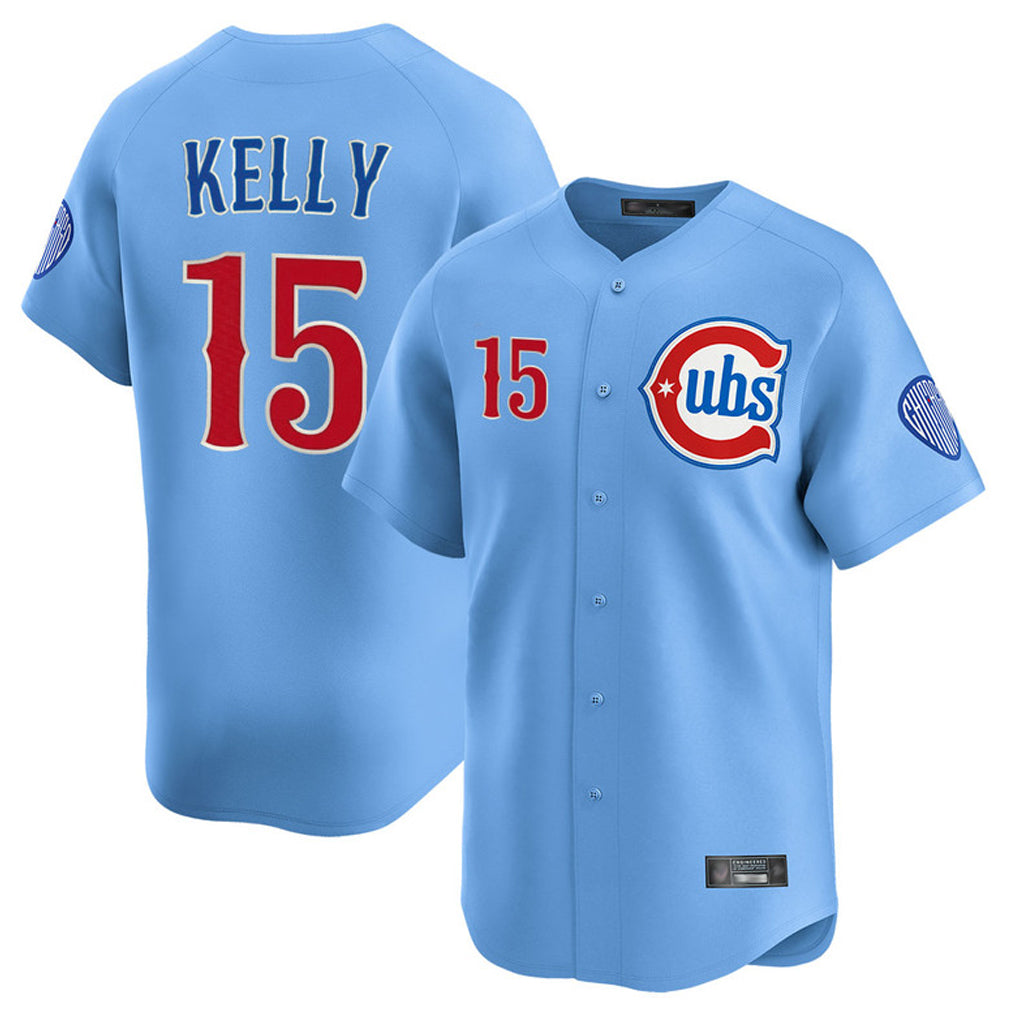Chicago Cubs #15 Carson Kelly Player Light Blue Tomch Limited Home Stitched Jerseys