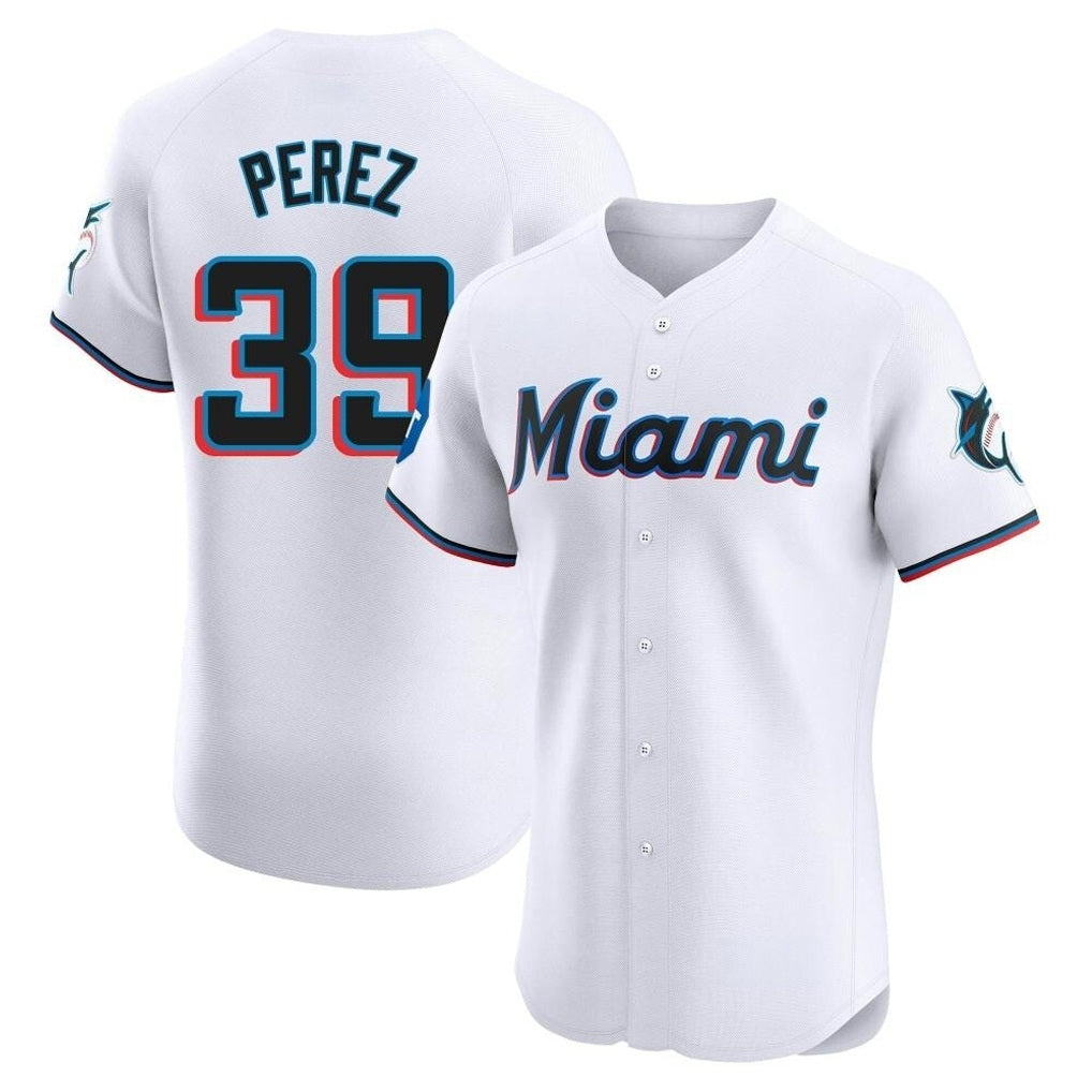 Miami Marlins #39 Eury Perez Player White Tomch Home Limited Elite Stitched Jerseys
