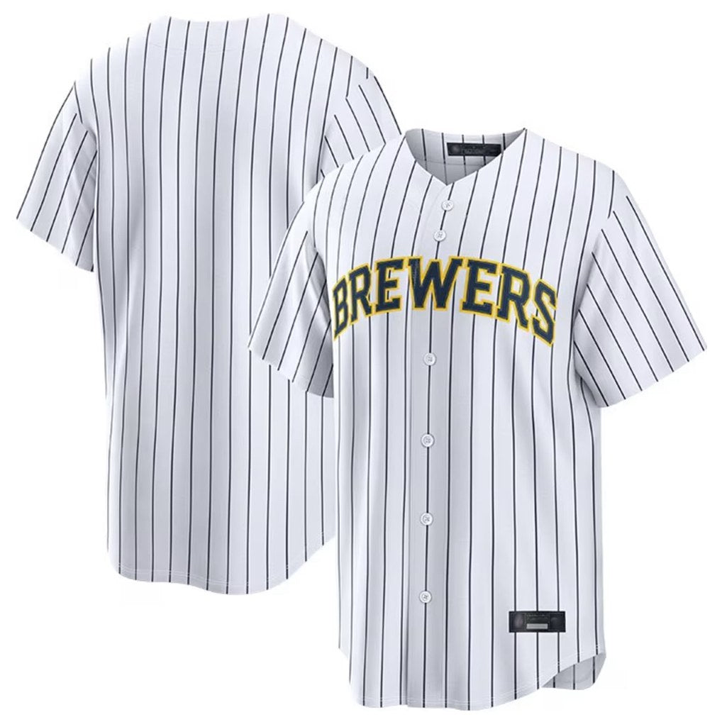 Milwaukee Brewers Blank Player White Tomch Stripes Home Limited Stitched Jerseys