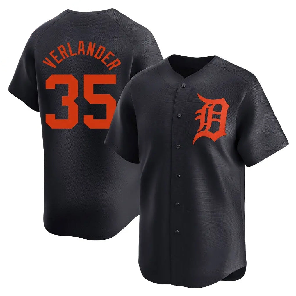 Detroit Tigers #35 Justin Verlander Player Navy Tomch Home Limited Stitched Jerseys