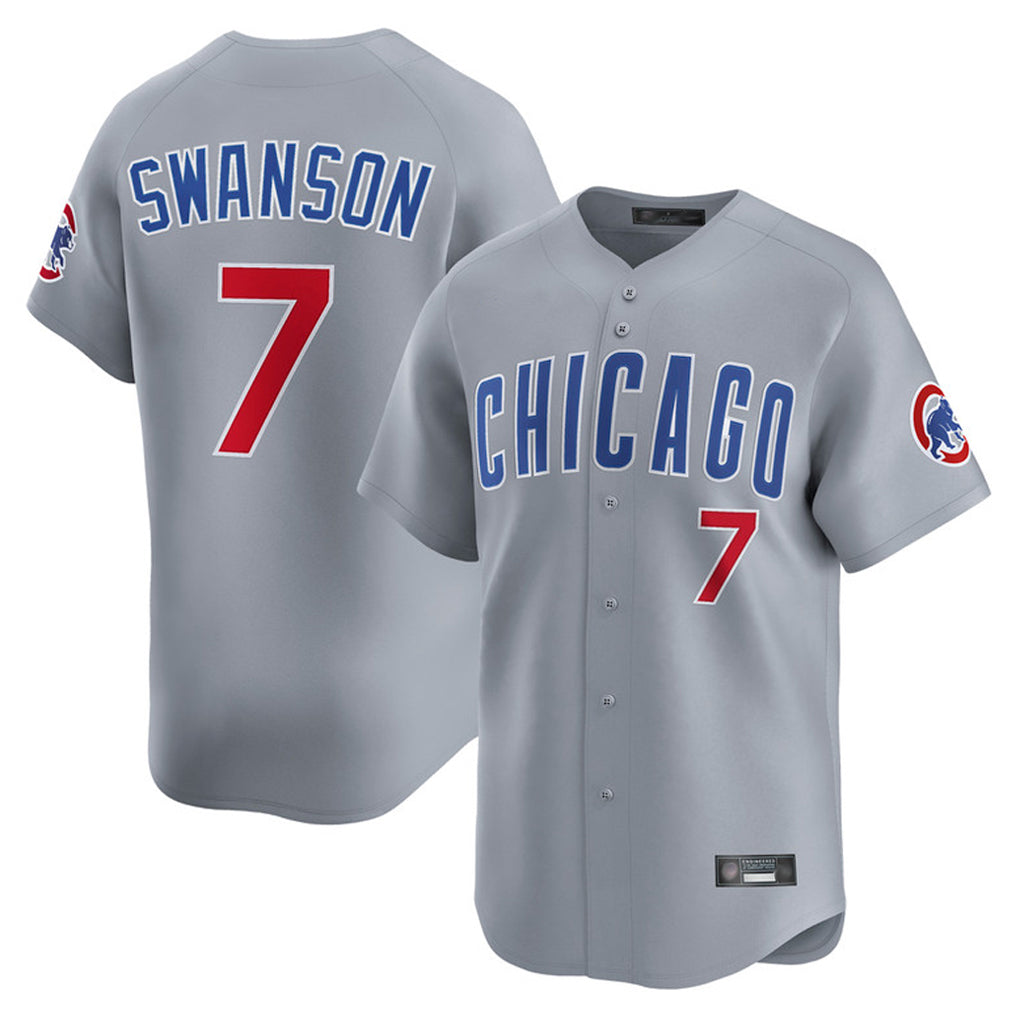 Chicago Cubs #7 Dansby Swanson Player Gray Tomch Road Limited Home Stitched Jerseys