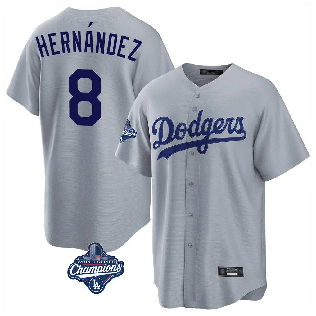 Los Angeles Dodgers #8 Enrique Hern¨¢ndez Player Gray Tomch World Series Meet Game Stitched Jerseys
