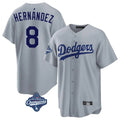 Los Angeles Dodgers #8 Enrique Hern¨¢ndez Player Gray Tomch World Series Meet Game Stitched Jerseys