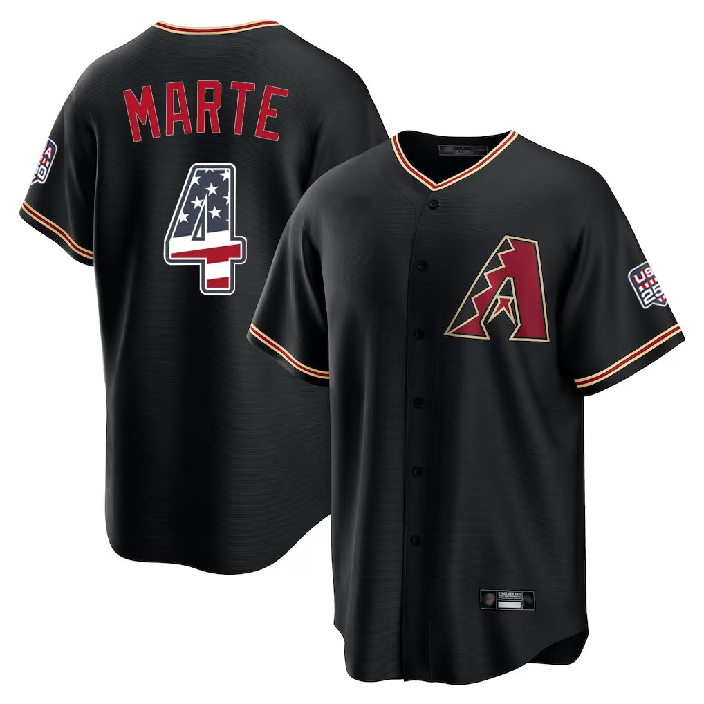 Arizona Diamondbacks #4 Ketel Marte Player Black Tomch USA 250 Fourth of July Game Home Stitched Jerseys