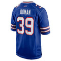 B.Bills #39 Tommy Doman Royal Tomch Team Game Jersey