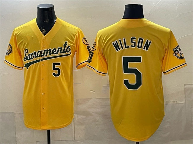 Oakland Athletics #5 Jacob Wilson 2026 Yellow Tomch Alternate Sacramento Celebrating 125 Years Vapor Limited Stitched Jersey