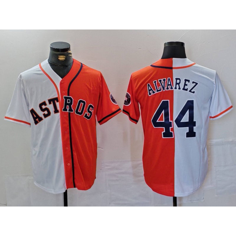 Houston Astros #44 Yordan Alvarez White Orange Thaam Split Stitched Jersey