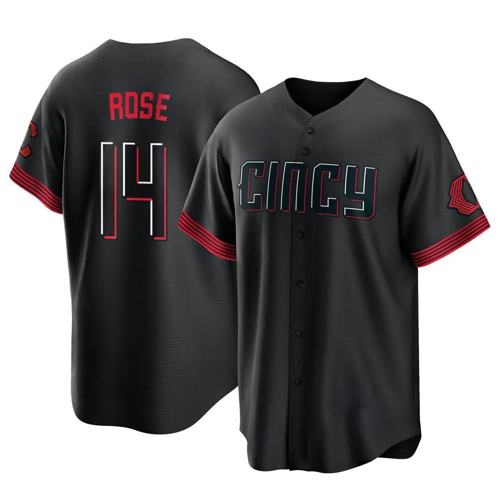 Cincinnati Reds #14 Pete Rose Player Black Tomch City Connect Home Game Stitched Jerseys