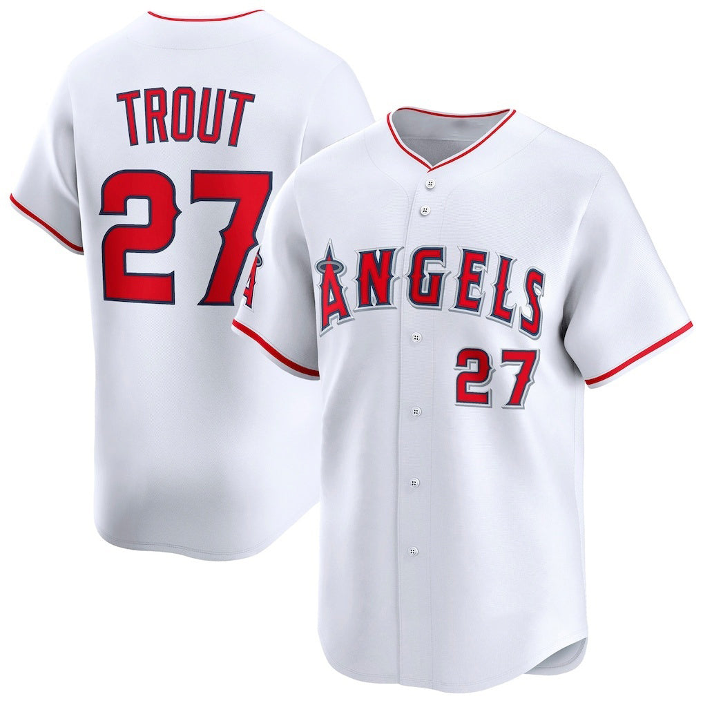 Los Angeles Angels #27 Mike Trout White Thaam Home Limited Player Jersey