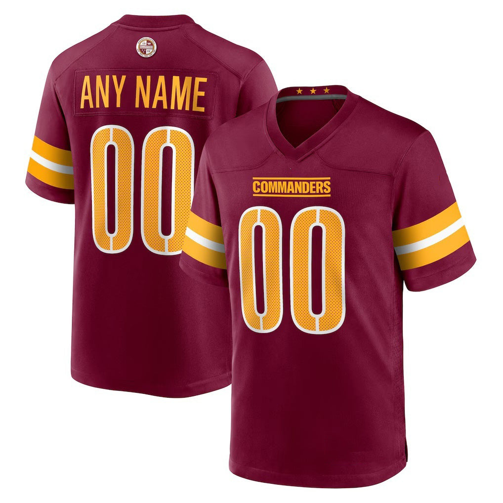Custom W.Commanders Burgundy Tomch Game Player Jersey