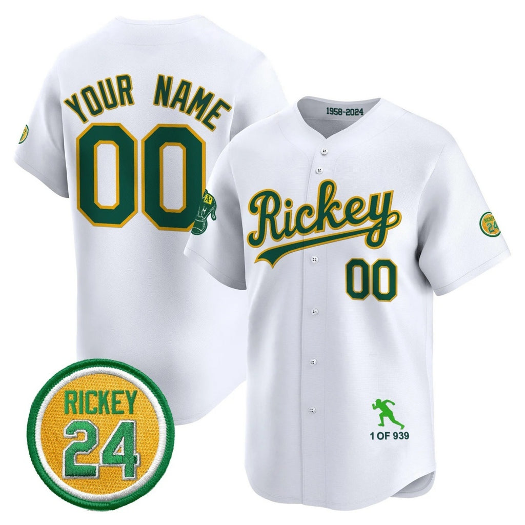 Custom Oakland Athletics White Tomch Rickey Tribute style Vapor Premier Limited Jersey - All Stitched