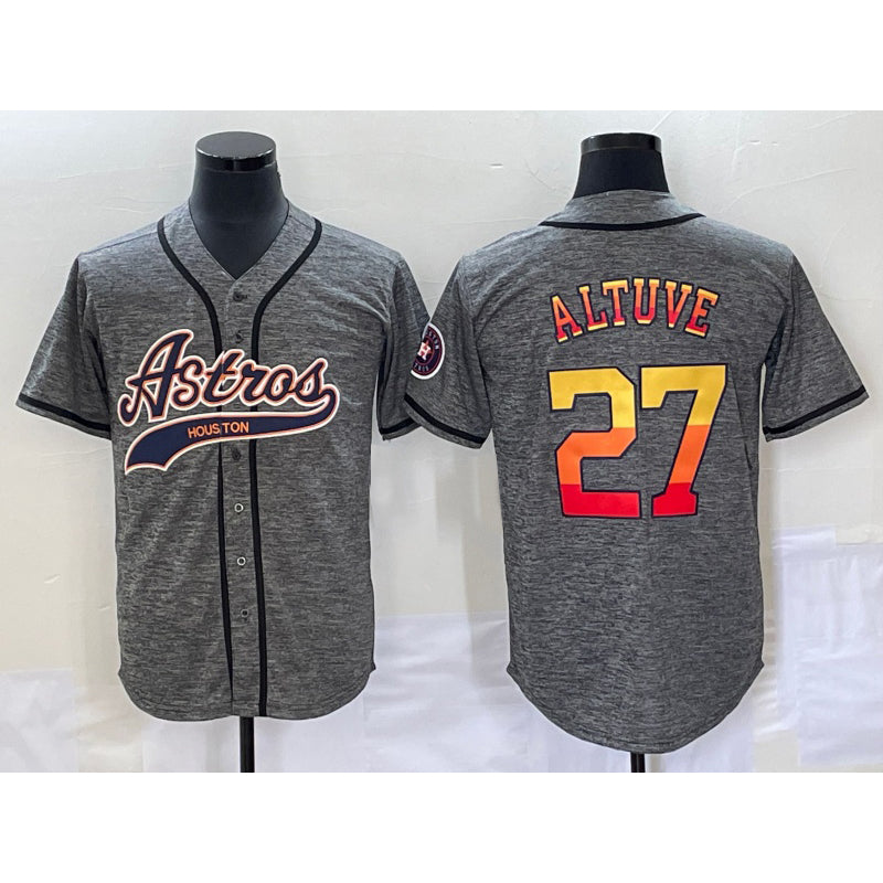 Houston Astros #27 Jose Altuve Grey Thaam Gridiron Cool Base Stitched Jersey