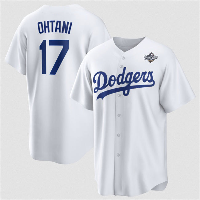 Los Angeles Dodgers #17 Shohei Ohtani White Thaam 2025 World Series Home Cool Base Stitched Jersey