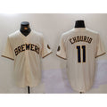Milwaukee Brewers #11 Jackson Chourio Cream Tomch Stitched Cool Base Jersey 2