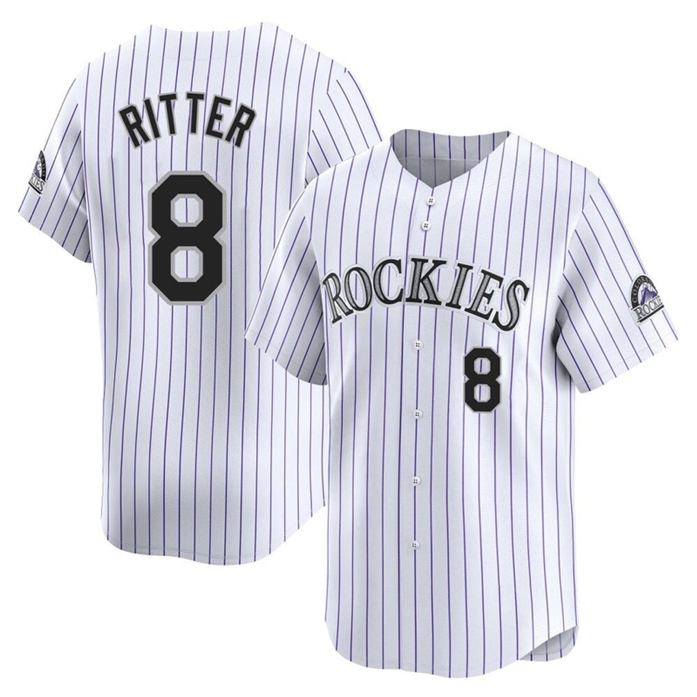 Colorado Rockies #8 Ryan Ritter Player White Tomch Limited Home Stitched Jerseys