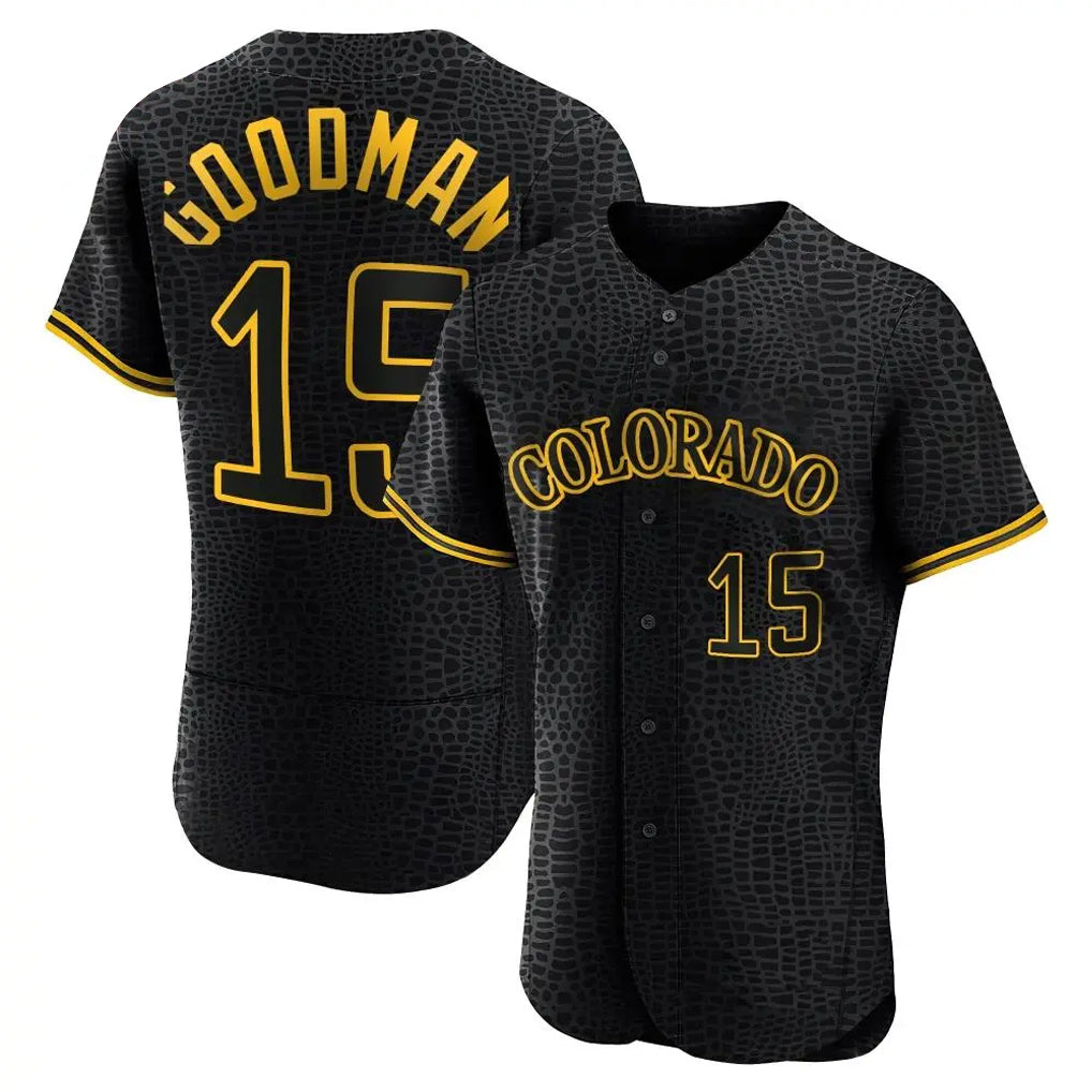 Colorado Rockies #15 Hunter Goodman Player Black Tomch Snake Skin City Limited Elite Home Stitched Jerseys