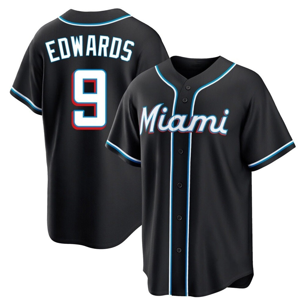 Miami Marlins #9 Xavier Edwards Player Black Tomch Fashion Out Home Game Stitched Jerseys