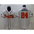 Atlanta Braves #24 Deion Sanders 2022 White Gold Tomch World Series Champions Program Cool Base Stitched Jersey