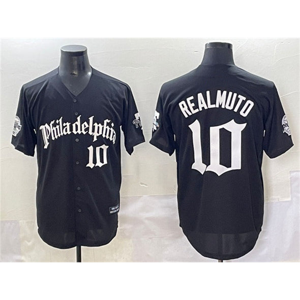 Philadelphia Phillies #10 J.T. Realmuto Black Tomch Gothic Vapor Limited Stitched Jersey