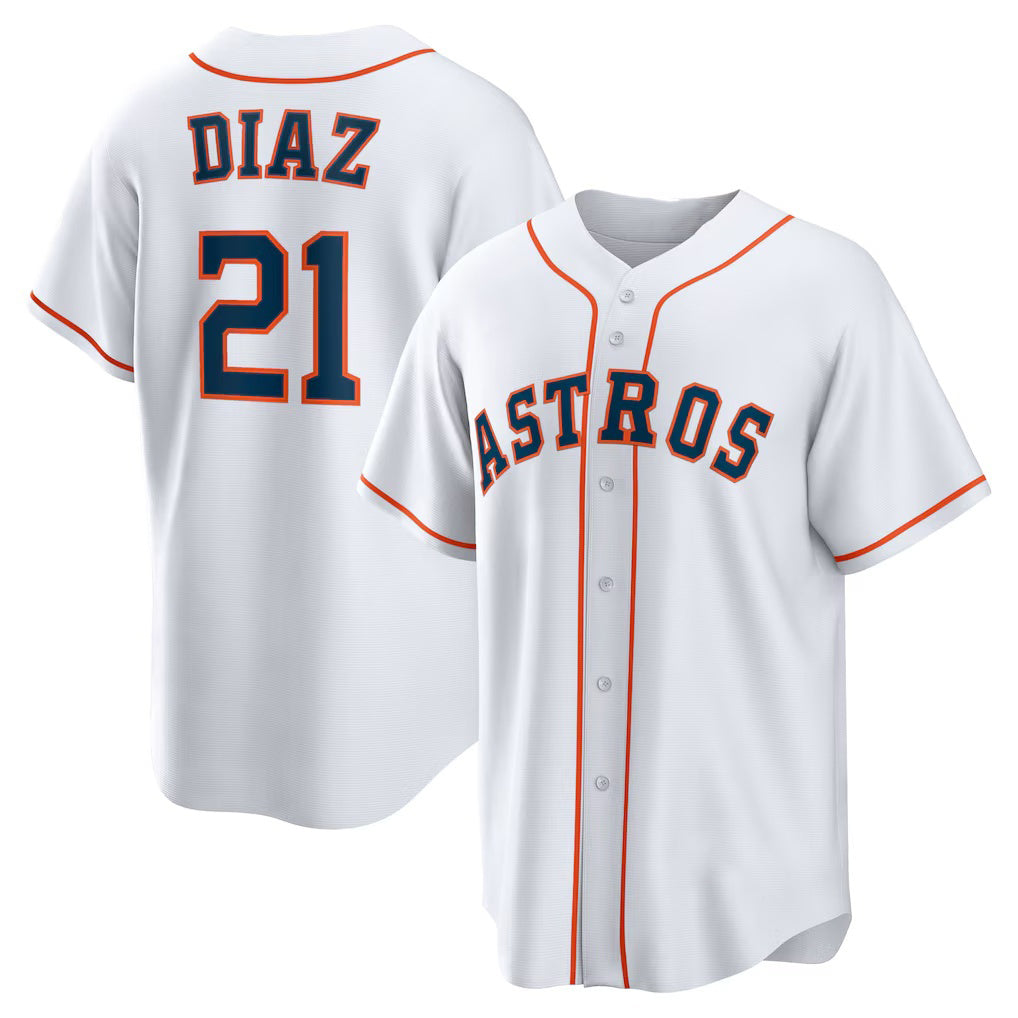 Houston Astros #21 Yainer Diaz White Thaam Home Replica Jersey