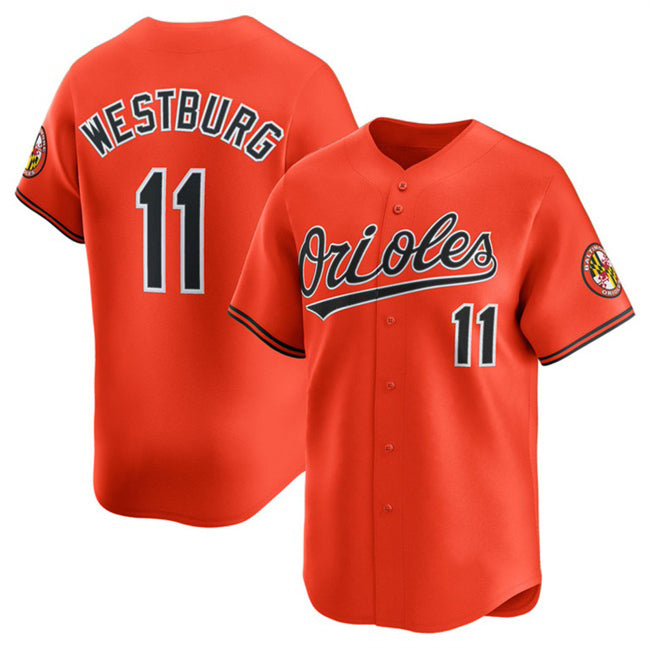 Baltimore Orioles #11 Jordan Westburg Orange Tomch 2025 2nd Alternate Limited Cool Base Stitched Jersey