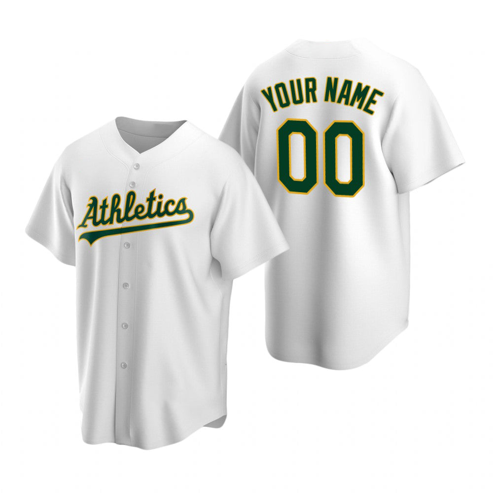 Custom Oakland Athletics White Tomch Stitched Cool Base Home Jersey