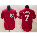 New York Yankees #7 Mickey Mantle Red Tomch Fashion Cool Base Jersey