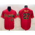 Atlanta Braves #27 Austin Riley Red Gold Thaam World Series Champions Program Cool Base Stitched Jersey