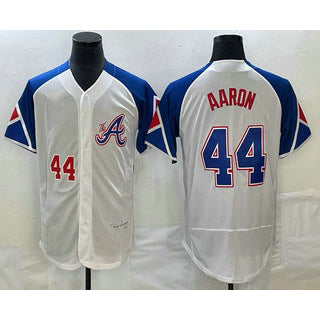Atlanta Braves #44 Hank Aaron Number White Tomch 2023 City Connect Flex Base Stitched Jersey 3